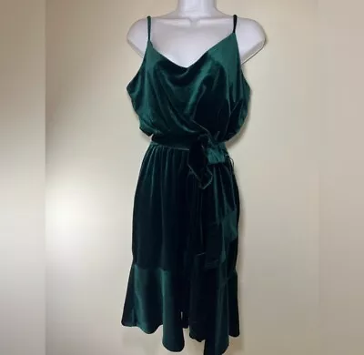 $30 • Buy Rachel Zoe Velvet Green Spaghetti Strap Dress, Midi/long, Size XL New Without Tg