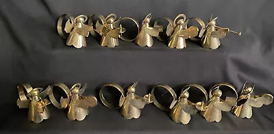 $32.69 • Buy Vintage Set 11  Brass Angel Napkin Rings Holders Playing Trumpets Reading Choir