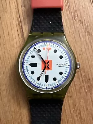Vtg Swatch Hopscotch Watch Swiss Green Orange New Battery Tested Sold As Is • $49.99