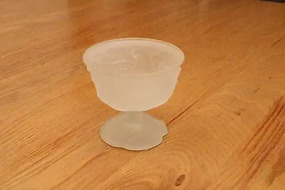Vintage Frosted Glass Compote Footed Mid Century Good Condition White Frost • $15.99