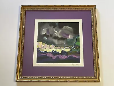 Marcel Mouly Lithograph Hand Signed Limited Expressionist Beach Coastal Boats • $900