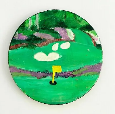 $11 • Buy Hand Painted Coaster MASTERS Hole #13 Augusta Collectable Golf Barware Lyla Rose