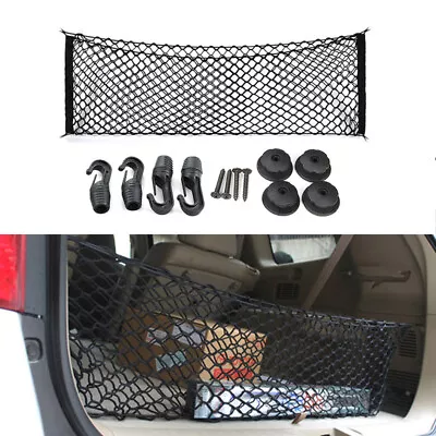 Car Rear Cargo Trunk Storage Net Mesh Adjustable Organizer Pocket Metal • $14.99