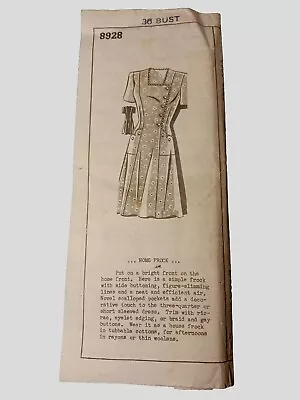 Vintage Mail Order Pattern 8928 Women's Size 36. 1940s. Factory Cut. Rare.  • $13.75