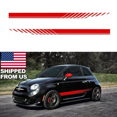 2Pcs Red Sporty Stripe Graphic Stickers For Fiat 500 Mini Cooper Honda Fit Etc • $20.99