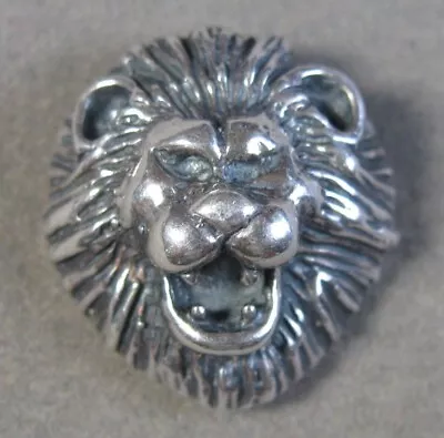 Vintage Sterling Silver Lion Head Pendant Signed 8.3g  #J4274 • $32.99