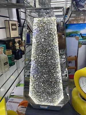 £49.99 • Buy LED Lamp Diamond Crushed Crystal Sparkly Mirrored Vase 40CM