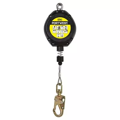 PORTWEST 10m Retractable Fall Arrest Block Wire Rope Retractable Lifeline FP41 • £212.36