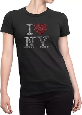 I Love NY Ladies Tee Rhinestone Design Black • $15.99