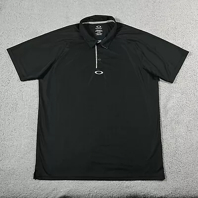 Oakley Mens Polo Shirt Mens Extra Large Black Solid Performance Golf Stretch • $19.77