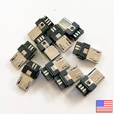 10x Micro USB 5P Male Connector Charging Port Jack Solder 5 Pin Plug Socket - US • $7.99