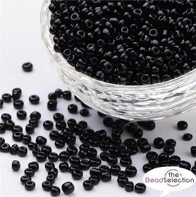 £2.99 • Buy 100g BLACK OPAQUE GLASS SEED BEADS 11/0 2mm 8/0 3mm 6/0 4mm