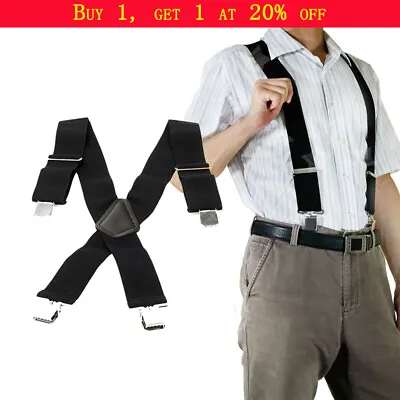 £7.99 • Buy Heavy Duty Work Trouser Braces Black Y Shape High Elasticated Unisex Suspenders