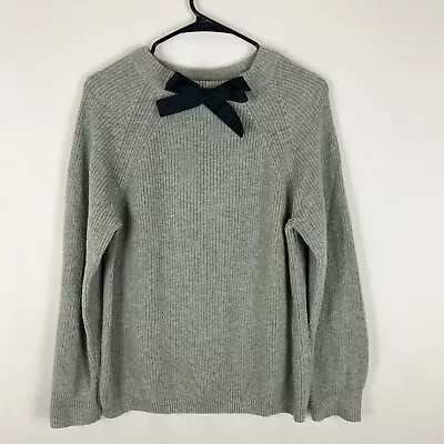J. Crew Size M Or L ? Grey Bow Neck Sweater Wool Blend Ribbed -No Size Tag • $34