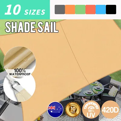 $58.99 • Buy 320GSM HDPE Sun Shade Sail Heavy Duty Waterproof Square Rectangle 98% UV Block