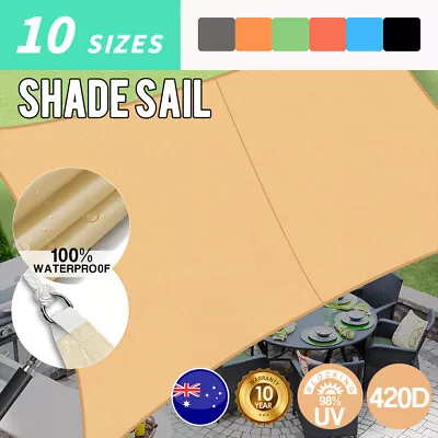 320GSM HDPE Sun Shade Sail Heavy Duty Waterproof Square Rectangle 98% UV Block • $40.99