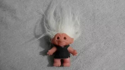 Troll Doll Thomas Dam White Hair Black Felt Shirt 3 Inch Denmark • $10.95