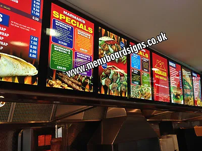Led Menu Board A2 (470x650mm) For Takeaways & Restaurants With Design & Graphics • £210