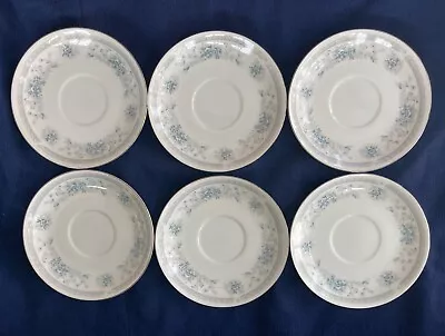 6 American Limoges Salem Heritage Col. Bridal Bouquet Saucers Platinum Rim • £27.02