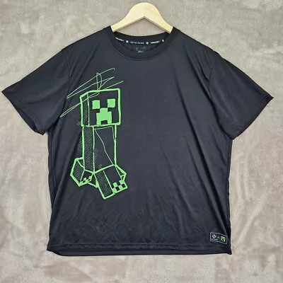 Point Zero X Minecraft Neon Creeper T-Shirt Men's Size XL Black Short Sleeve • $11.88