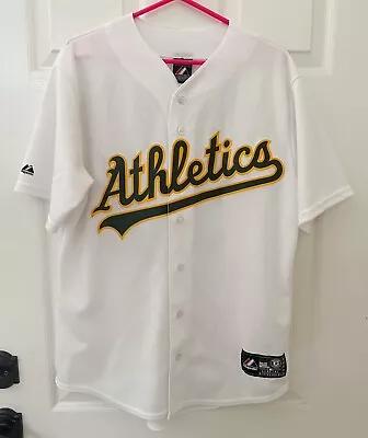 Vtg Oakland  A’s Yoenis Cespedes #52 Majestic Jersey Button Up White Medium • $36.49