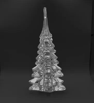 Vintage Hand Blown Christmas 8” Tree Crystal Clear Art Glass Christmas Pine Tree • $49.99