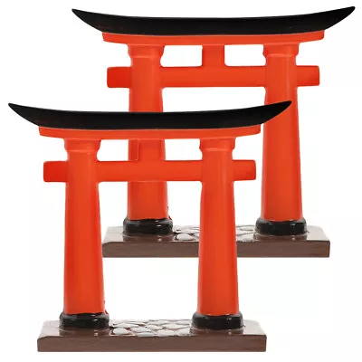 2Pcs Mini House Torii Gate Aquarium Japanese Toys Home Furniture Decorative • $15.38