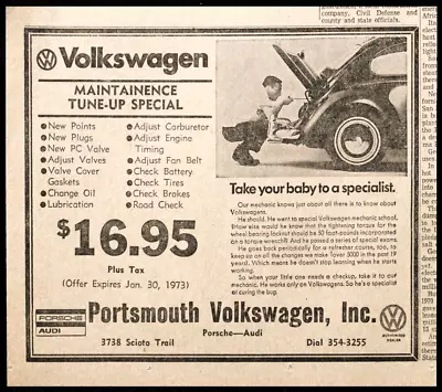 1973 VW VOLKSWAGEN Mechanical Tune-Up Take Your Baby To Specialist Newspaper AD • $9.14