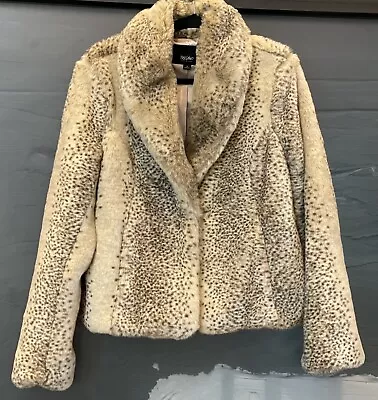 Mossimo Faux Fur Lined Mink Coat Jacket Leopard Women's Size Medium • $32