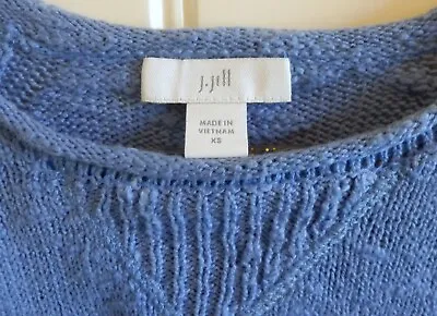 J. Jill Women's Crew Neck Blue Raglan Sleeve Cotton Sweater Top SZ XS EXCELLENT • $13.95