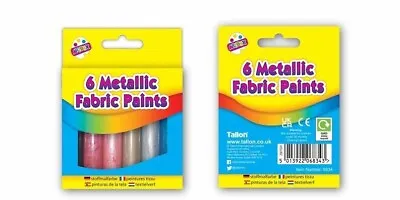 Metallic Fabric Paint Pens Set For Kids Craft Artwork T-Shirt Clothes Design • £13.69