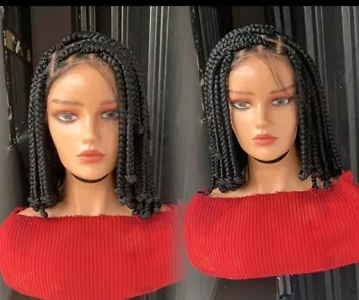 £120 • Buy Short Jumbo Hand Braided Wig (Full Lace) Black