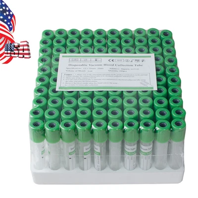 $27.99 • Buy 100pcs/box 3ml Vacuum Blood Collection Tubes Heparin Sodium Tubes Sterile FDA CE