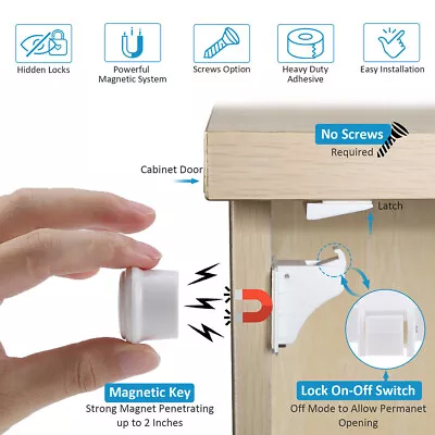 £8.45 • Buy Magnetic Baby Child Pet Proof Cupboard Door Drawer Safety Invisible Locks Catch