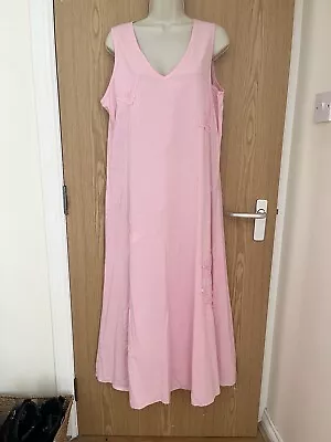 Vintage 100% Cotton Pink Long Maxi Oversized Peasant Pagan Dress Size 10 • £14