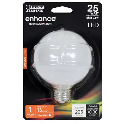 Feit Electric Acre Enhance G25 E26 (Medium) LED Bulb Soft White 25 Watt Equivale • $11.05