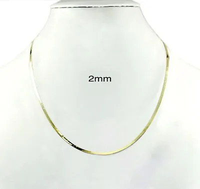 14k Solid Yellow Gold 2mm Herringbone Chain Necklace Size 16 - 22 Inch • $189.28