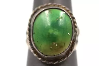 Vintage Navajo Fred Harvey Era Sterling Silver Green Turquoise Size 5 Ring • $34.99