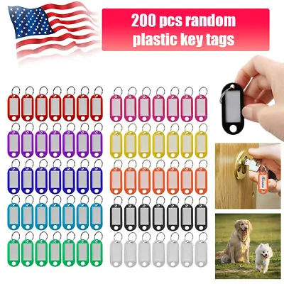 200 Plastic Key Tags Metal Ring Luggage Card Name Label Keychain Split Rings US  • $12.37