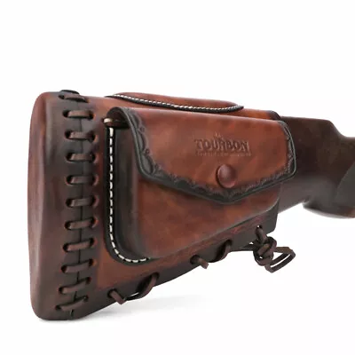 Tourbon Leather Rifle Recoil Pad Cheek Rest Riser Gun Stock Cover Holder LOP ADD • $125.39