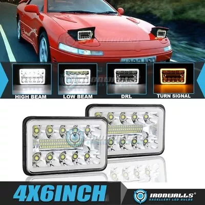 For 1992 Mitsubishi 3000GT Pair 4x6  LED Headlights DRL Turn Signal Hi/Lo Bulb • $44.99