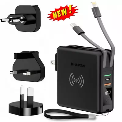 Universal 4 In 1 PD 20W Travel Adapter Charger 10000Mah Power Bank Wireless AU • $47.89