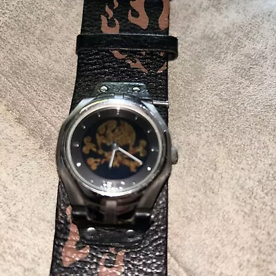 Vintage Relic By Fossil Skull Cuff Watch ZR55232 • $90