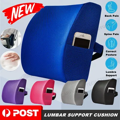 $19.95 • Buy Memory Foam Lumbar Back Support Cushion Pillow Waist Home Office Car Chair Mesh