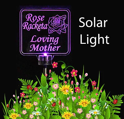 Sympathy Gift Rose Solar Light Grave Marker Garden Stake Memorial • $41