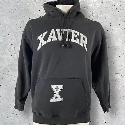 Xavier Musketeers Hoodie Mens XL Black Spell Out Graphic Fleece NCAA Y2K R4 • $24.95