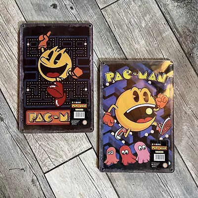 2018 2- Pac-Man Tin Signs Arcade Wall Decor 12 X 8 Classic Retro Gamer Room • $17.95