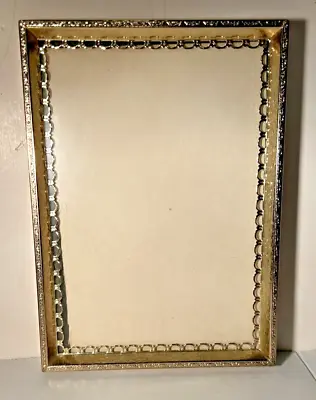 Fancy Photo  Frame 7 X 5  Gold Color With Glass And Buffers Tri-pod & Hanger Vtg • $4.89