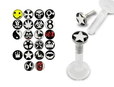 £2.77 • Buy New Logo Push Fit Bioflex Tragus Labret Various Cool Designs 1.2mm