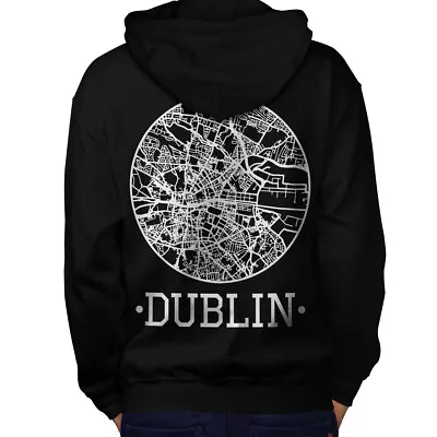 Wellcoda Ireland City Dublin Mens Hoodie Town Map Design On The Jumpers Back • £25.99